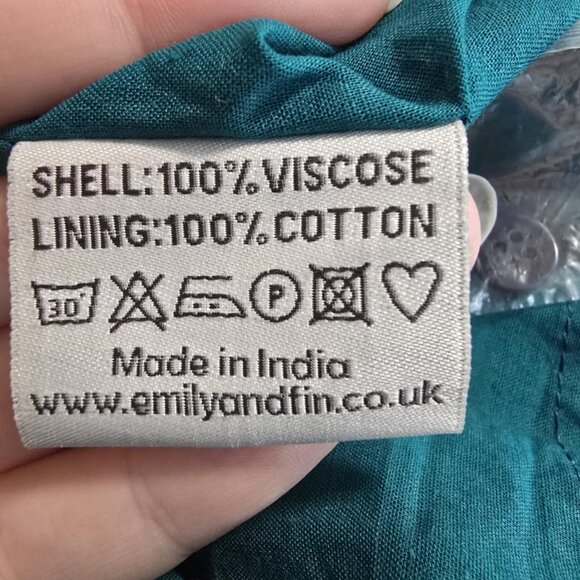 NWT Modcloth (Emily and Fin) Snowflake Teal Shirtwaist Dress - Picture 5 of 6